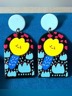 3/$30✨☀️💧🌈Whimsical Sunny Drop Pierced Earrings - Yellow & Blue🌈💧☀️